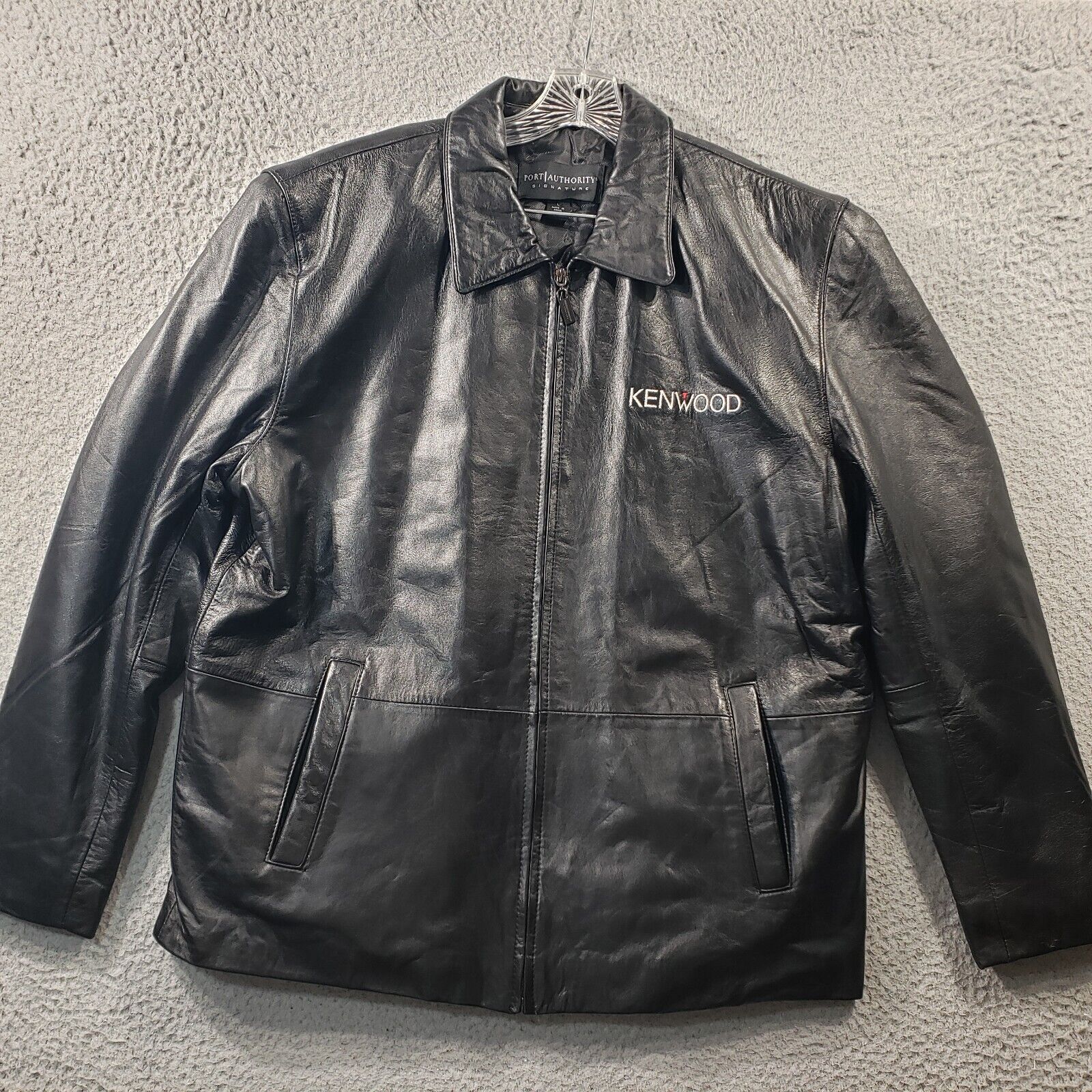 Port Authority Signature Leather Jacket Mens Large Black Kenwood Motorcycle